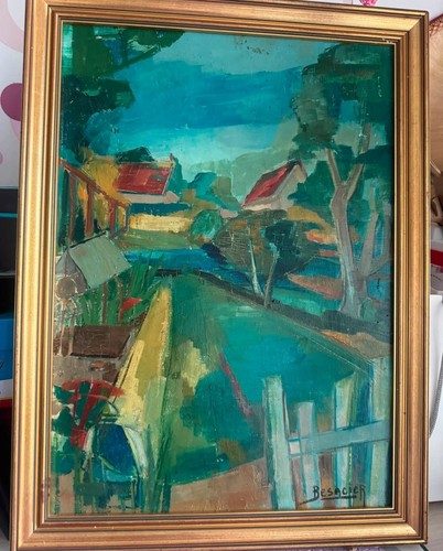 Tableau huile paysage vue - tableau,