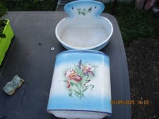 Ancienne Fontaine Emaillée Complete  Fleurie aux Orchidées 