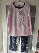 PINK PANTHER Pyjama vintage original chaud polaire rose et noir à pois Taille S