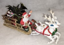 traîneau du père Noël vintage déco de Noël ancien Santa Claus Christmas