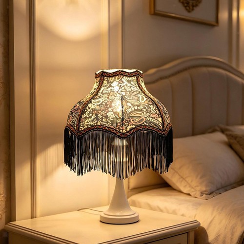 Abat jour tissu franges - abat-jour, en