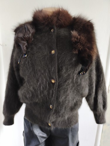 Veste fourrure angora - fourrure, marron