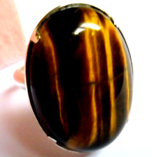 Bague en Œil de Tigre-26 x 19 mm-30Cts-Réglable 52-56-Argent massif