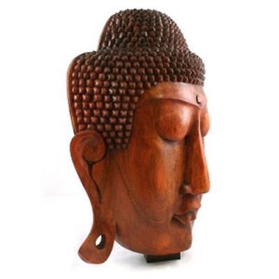 Masque bouddha bois - bois,