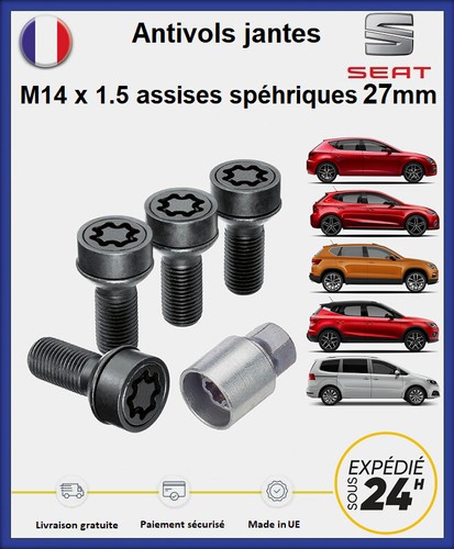 Ecrous antivol roues noir - ecrous,