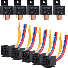 5 Packs Car Relay with Harness Truck Motor Heavy Duty 5-Pin 80A 12V On/Off Norma
