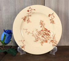 Ancienne Assiette en Terre de Fer KG Lunéville Oiseaux Marron Modèle Fauvette