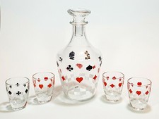 Ancien Bouteille + 4 Petits Verres Liqueur Vaisselle vintage no Arcopal Art déco
