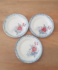Lot 3 Assiettes À Dessert Digoin Sarreguemines Olga Bleu Rose