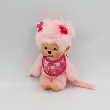 Peluche Singe Kiki rose bavoir