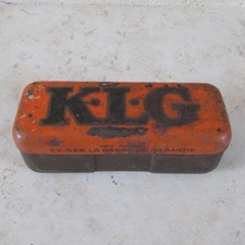 Vtg KLG tin box orange antique France container Garage vintage old