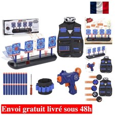 Cible de Tir Électrique et Gilet Tactique avec 20 Fléchettes - Fun pour Enfants