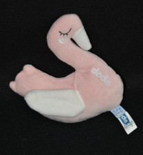 Peluche doudou cygne semi plat DODIE rose blanc 14 cm NEUF
