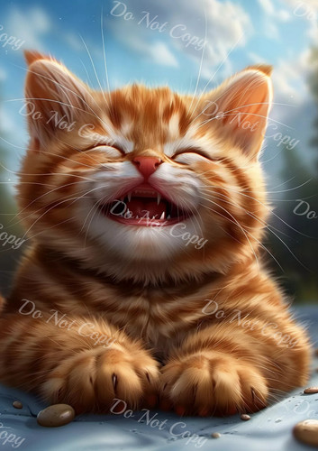 Chaton roux qui sourit - , –