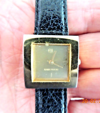 montre isabel vittori dorée cadran carré bracelet noir - Isabel Vittori