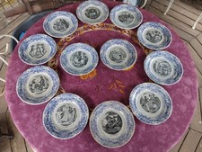 12 Assiettes Parlantes HB et Cie Choisy le Roi Fruits et Légumes Décor Violet