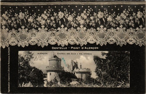 Cpa dentelle point d - dentelle, d'alencon