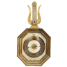 Baromètre thermomètre en bois doré d'époque restauration