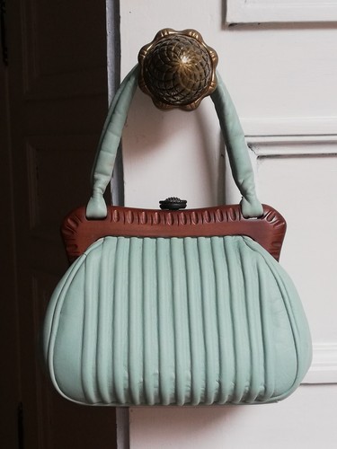 Petit sac cuir vert amande - petit, en