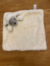 Doudou Tex Baby Mouton Plat Beige Gris Bandana Bleu Fourrure Grelot
