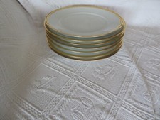 6 assiettes en porcelaine de limoges Bonhomme incrustation or à l'agate 26.2 cm