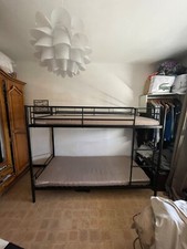 Lit superposé 2 places Noir Metal 90x190 cm vendu sans matelas