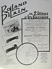 PUBLICITÉ DE PRESSE 1925 ROLLAND PILAIN VOITURE 2 LITRES & LES RECORDS DU MONDE