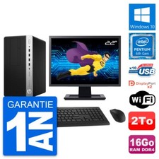 PC Tour HP 600 G3 MT Ecran 22" Pentium G4400 RAM 16Go Disque 2To Windows 10 Wifi