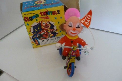 Clown tricycle tin toy - tricycle, jouet