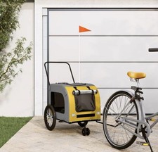 Remorque De Vélo Animaux Chien Chat Chariot Avec 3 Roues Poussette Jaune Drapeau