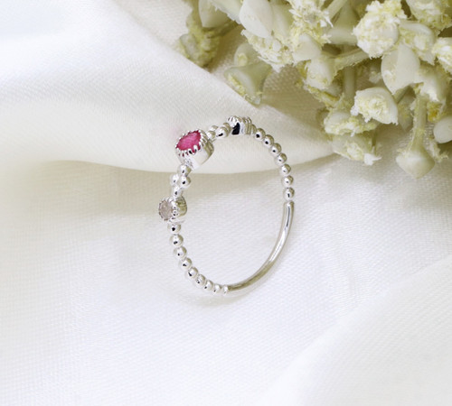 Rond naturel rubis diamant - rubis,