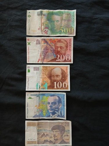 Billets francs usagés lot - ,