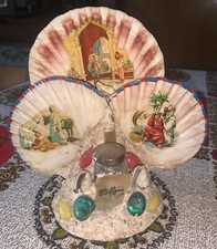Encrier en coquillage souvenir d'Algérie scènes orientalistes