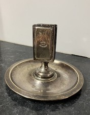 ANCIEN CENDRIER PORTE ALLUMETTES MÉTAL ARGENTÉ POINCON CHRISTOFLE PUBLICITAIRE 