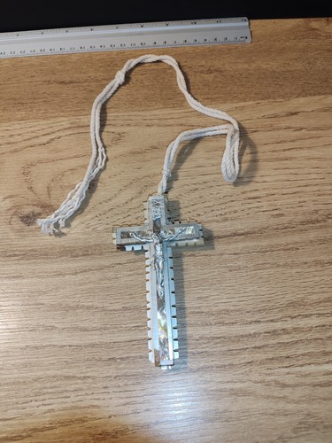 Ancien crucifix plaque nacre - crucifix,