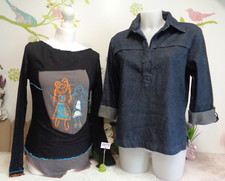 Lot vêtements occasion femme : Blouse en Jeans " Camaïeu ", Haut - T : 40 / 42 *