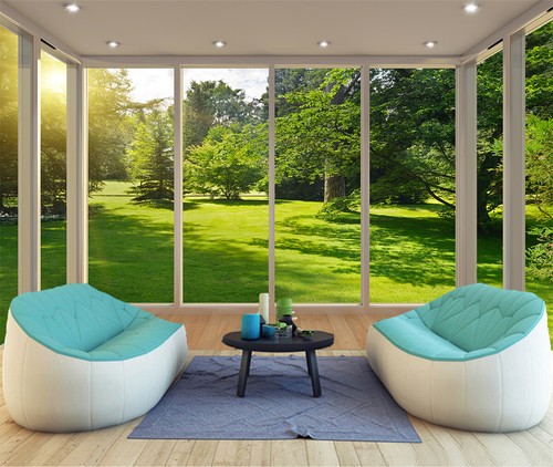 Sunshine green lawn forest - 3d,