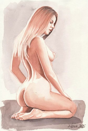 Aquarelle originale erotique - aquarelle,