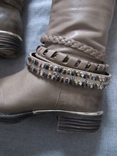  BOTTES "AS98" en cuir couleur taupe taille 37