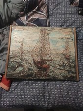 PELUARD RYL ROBERT ancien tableau huile sur toile signé en rouge marine