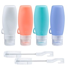 Lot de 4 bouteille sauce flacons à vinaigrette en silicone de 90 ml avec bros...