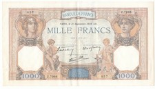 (GERM) LOT DE 2 BILLETS 1000 Francs CERES ET MERCURE 21-09-1939 TTB+ Fayette 38