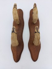 Paire de porte-manteaux anciens bois et pattes de chevreuil 37 cm déco chasse