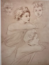 Parisienne PAUL CESAR HELLEU Estampe Moderne LITHOGRAPHIE Labarre 1898