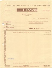 1965 MACHINES ELECTRIQUES DE SOUDAGE ET MATERIELS ELECTRONIQUES SCIAKY A VIT