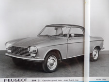 Photo presse PEUGEOT 204 C cabriolet grand luxe avec hard - TOP modèle 1968 cp19