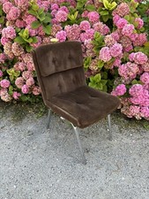 Chaise En Velours Marron Années 60's 70's  Vintage Made In Italie