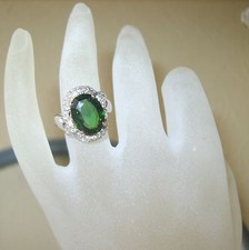 Sublime bague hte joaillerie or 18 carats, chrome diopside et diamants , NEUVE !