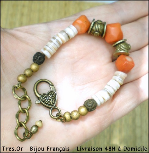 Bracelet bronze ashanti corail - bracelet,