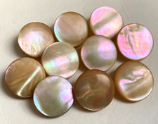 Nacre véritable 20 mm - Lot de 10 boutons anciens attache laiton